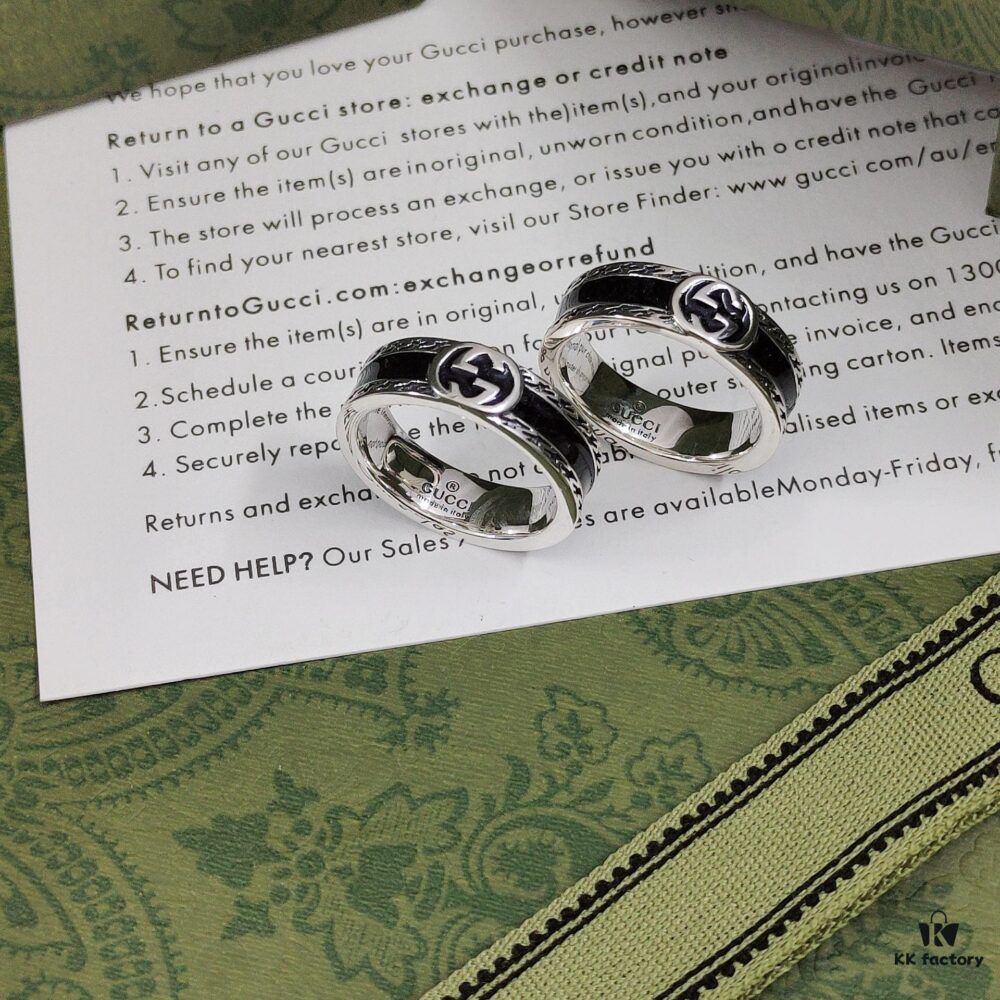 692ff24699f2d84055c8d924 Gucci GUCCI New 2022 Enamel Black Ring!! Super Brightening, Love at First Sight