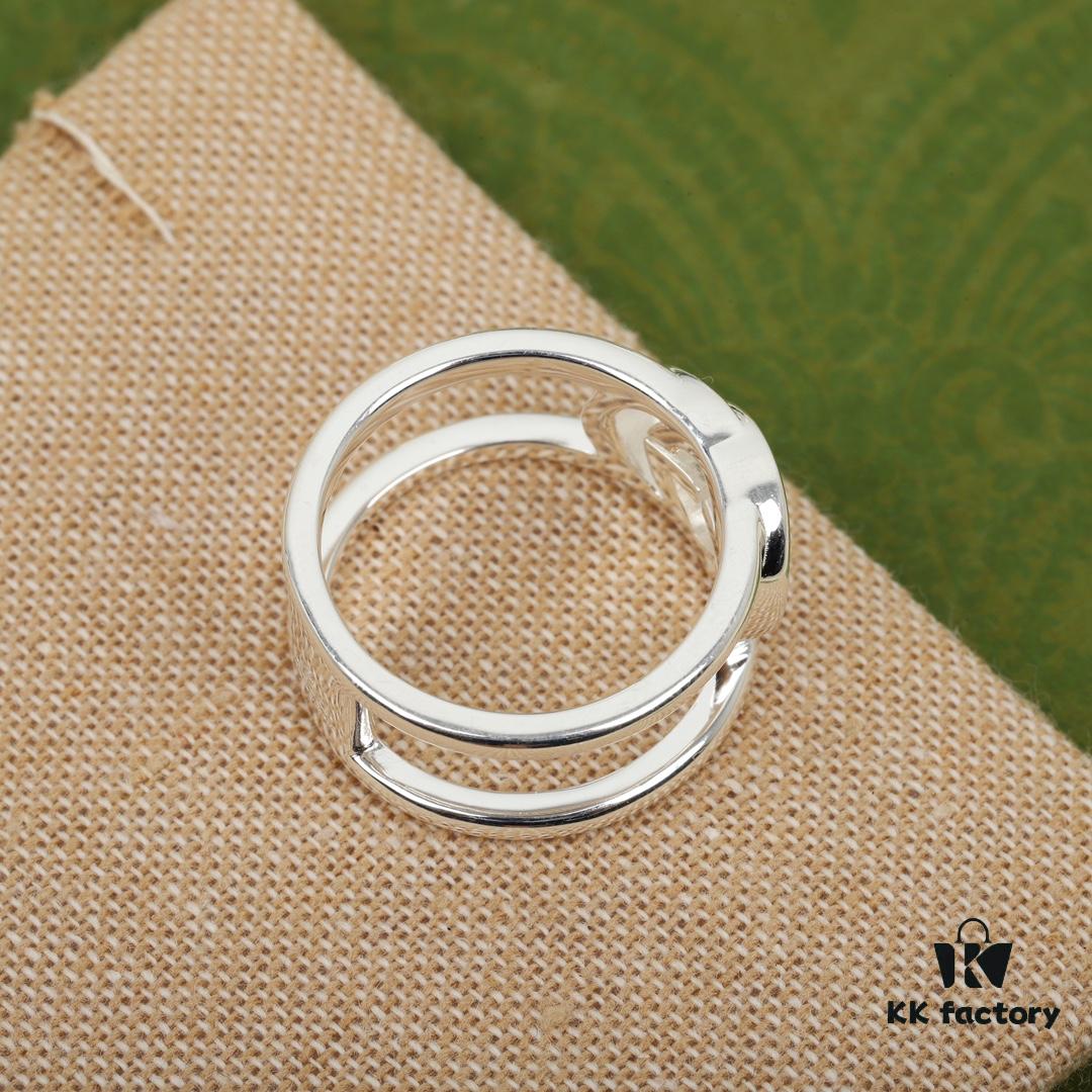 692ff25399f2d84055c8d932 Gucci Interlocking Double G Wide Ring, Made of Pure Silver with Z + ZP Markings