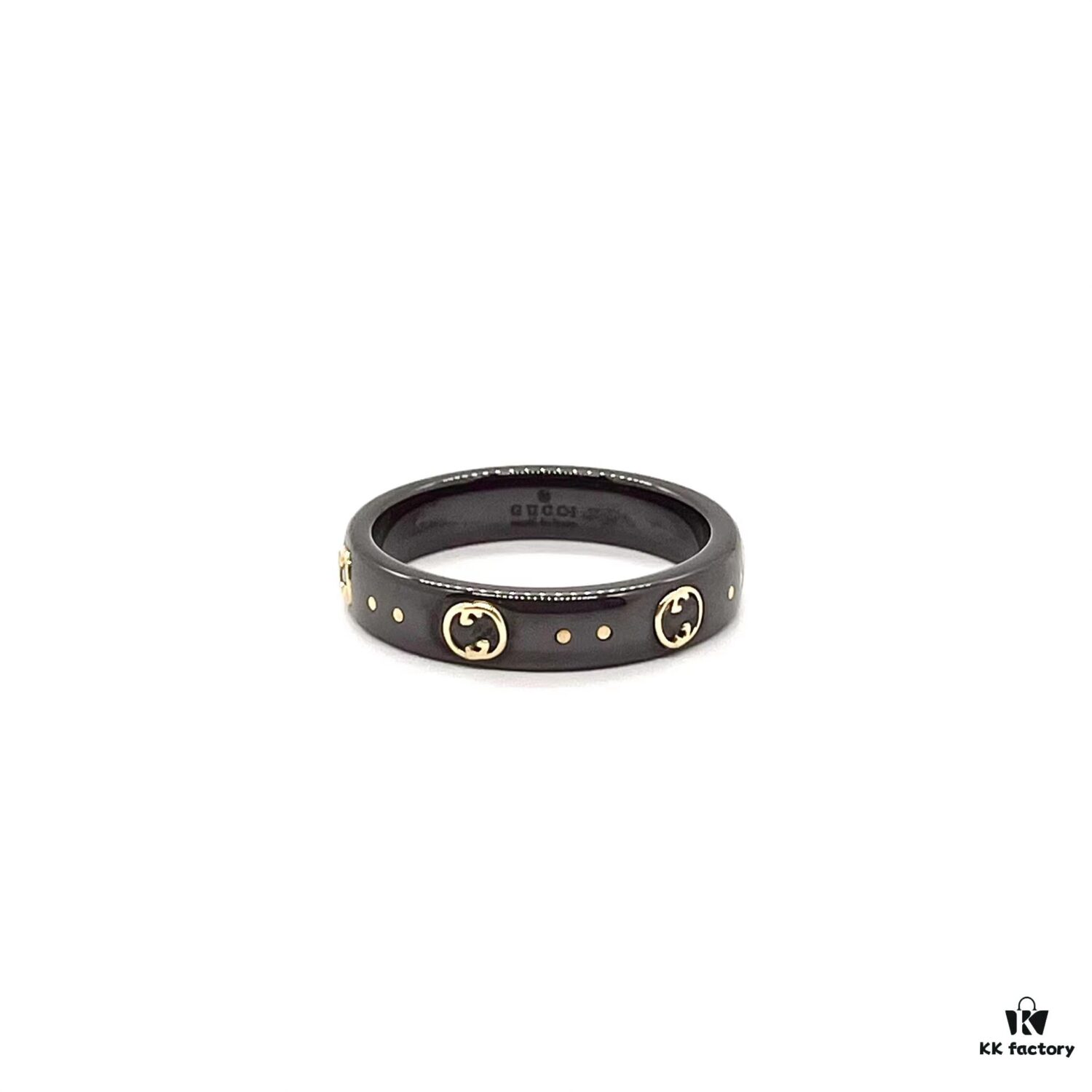 692ff27299f2d84055c8d962 Gucci • Gucci Icon Interlocking Double G Ring, Icon Series, Brand's Signature Pattern, Featuring a Striking Gold Interlocking Double G Logo Creating a Bold Visual Contrast with the White Synthetic Corundum Band