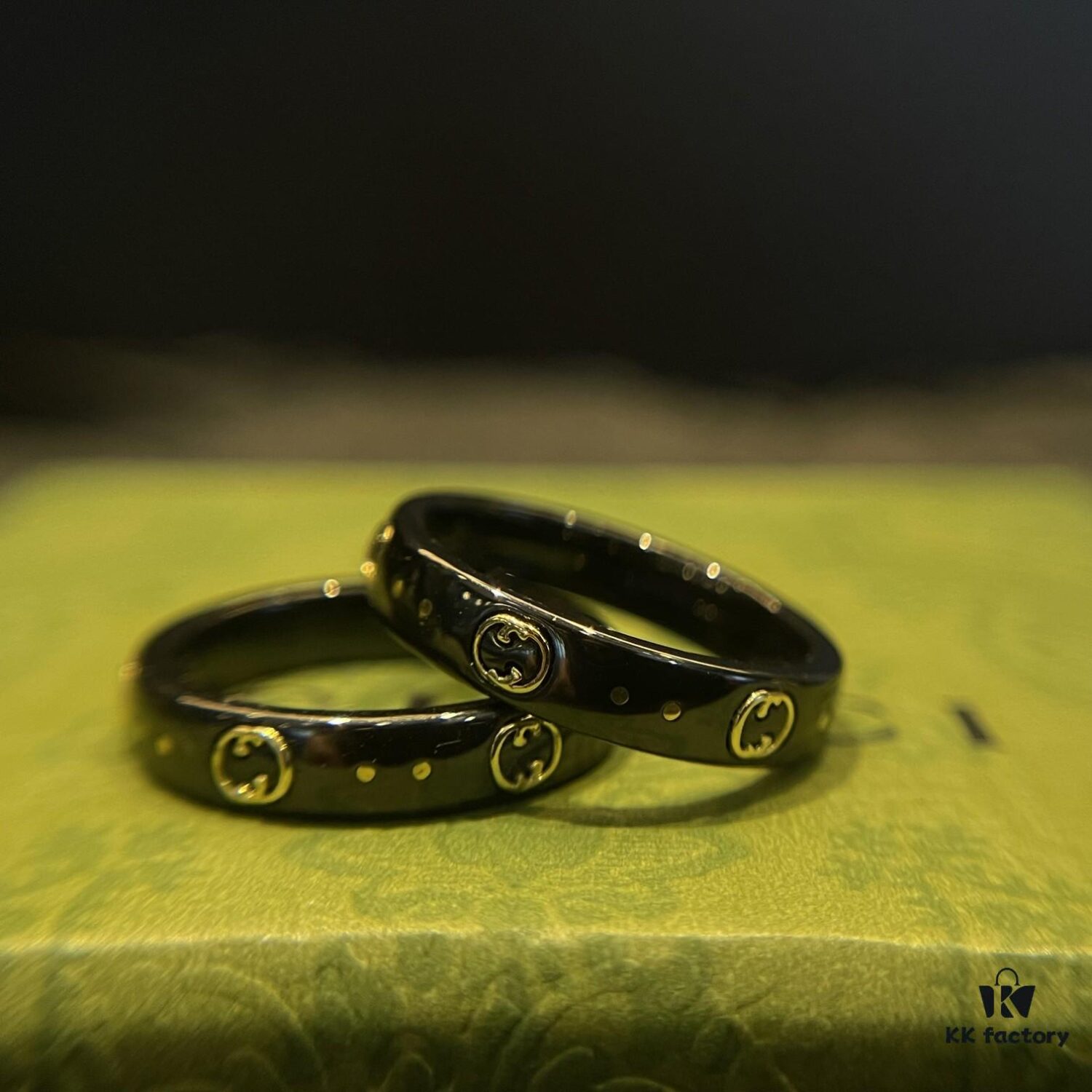 692ff27799f2d84055c8d96a Gucci • Gucci Icon Interlocking Double G Ring, Icon Series, Brand's Signature Pattern, Featuring a Striking Gold Interlocking Double G Logo Creating a Bold Visual Contrast with the White Synthetic Corundum Band