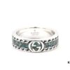 692ff28a99f2d84055c8d995 GUCCI New Arrival Interlocking Double G Ring with Stone Texture in Thin Brown and Gem Green Enamel