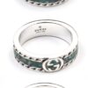 692ff28c99f2d84055c8d999 GUCCI New Arrival Interlocking Double G Ring with Stone Texture in Thin Brown and Gem Green Enamel