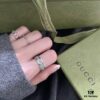 692ff28e99f2d84055c8d99f GUCCI New Arrival Interlocking Double G Ring with Stone Texture in Thin Brown and Gem Green Enamel