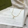 Gucci Gucci 925 Sterling Silver Double G Floral 18K White Gold Diamond Necklace