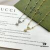 Gucci Gucci 925 Sterling Silver Double G Floral 18K White Gold Diamond Necklace