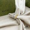 Gucci Gucci 925 Sterling Silver Double G Floral Ring with 18K White Gold and Diamond