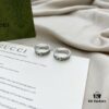 Gucci Gucci 925 Sterling Silver GG Logo Light Gray Marble Enamel Ring
