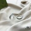 Gucci Gucci 925 Sterling Silver GG Logo Light Gray Marble Enamel Ring