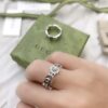 Gucci 925 Sterling Silver Double G Daisy Turquoise Pink Shell Ring