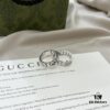 Gucci Gucci New Arrival 925 Sterling Silver Green Enamel Interlocking Double G Ring