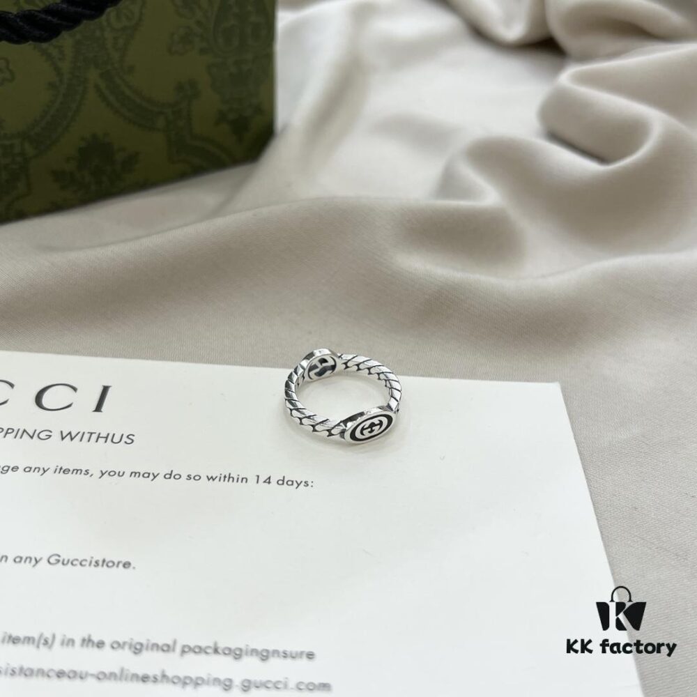 692ff2ca99f2d84055c8da20 Gucci 925 Sterling Silver Double G Interlocking Narrow Ring