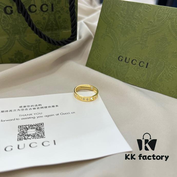 692ff2d999f2d84055c8da3d Gucci Gucci 925 Sterling Silver Icon Series Heart Openwork Diamond-Inlaid Ring