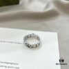 Gucci 925 Sterling Silver Double G Interlocking Wide Ring