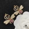 692ff2ee99f2d84055c8da5b Gucci GG Bee Pearl Diamond-Inlaid Elegant Retro Stud Earrings 🐝💚