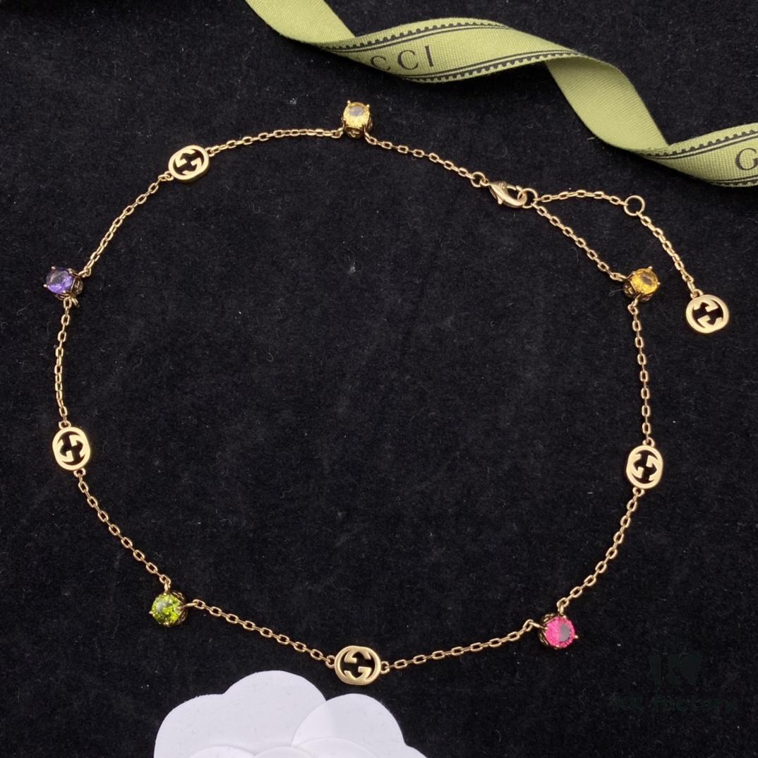 692ff2fd99f2d84055c8da72 Gucci GUCCI New Colorful Diamond Elegant Retro Necklace Bracelet 💚