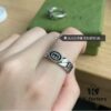 New Arrival💗 Gucci Interlocking Wide Black Enamel Double G Ring in Sterling Silver. 5351120