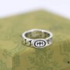 New Arrival💗 Gucci Interlocking Wide Black Enamel Double G Ring in Sterling Silver. 5351120