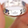 New Arrival💗 Gucci Interlocking Wide Black Enamel Double G Ring in Sterling Silver. 5351120