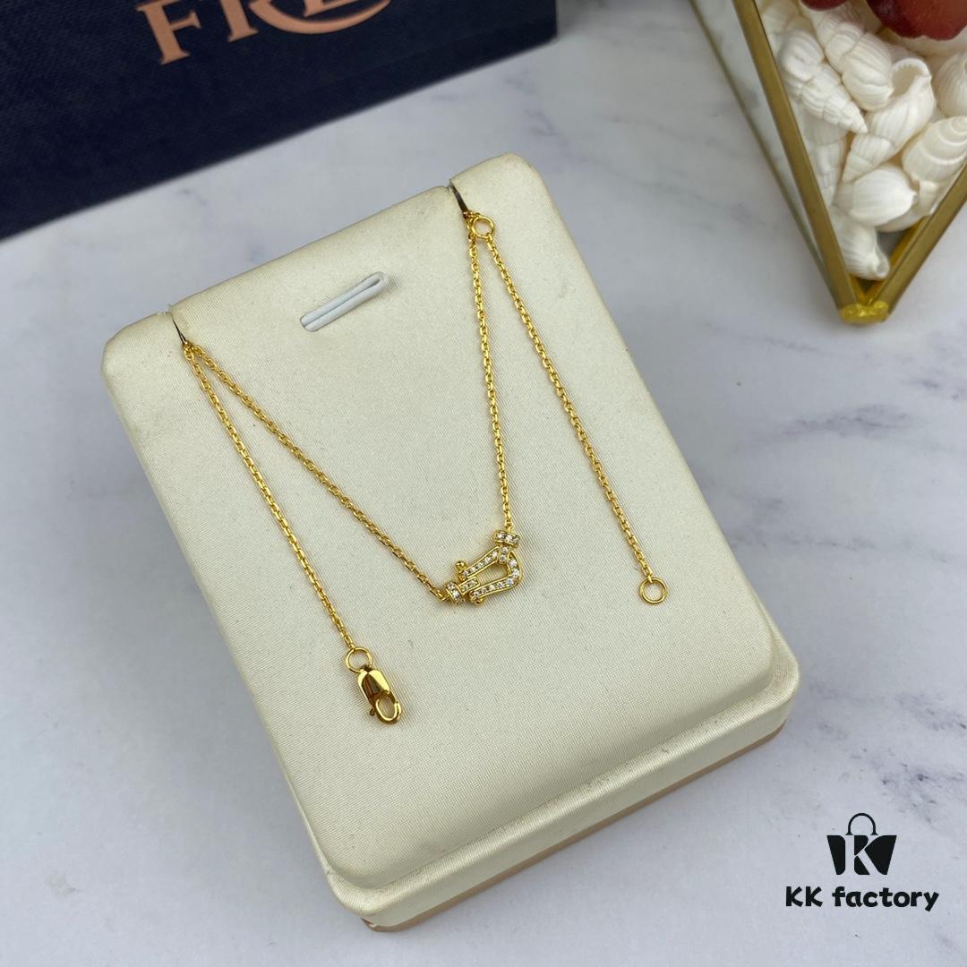692ff35f99f2d84055c8db20 Fred Force 18K Gold Plated Sterling Silver Horseshoe Pendant Necklace with Full Diamond Micro-Pave Clasp