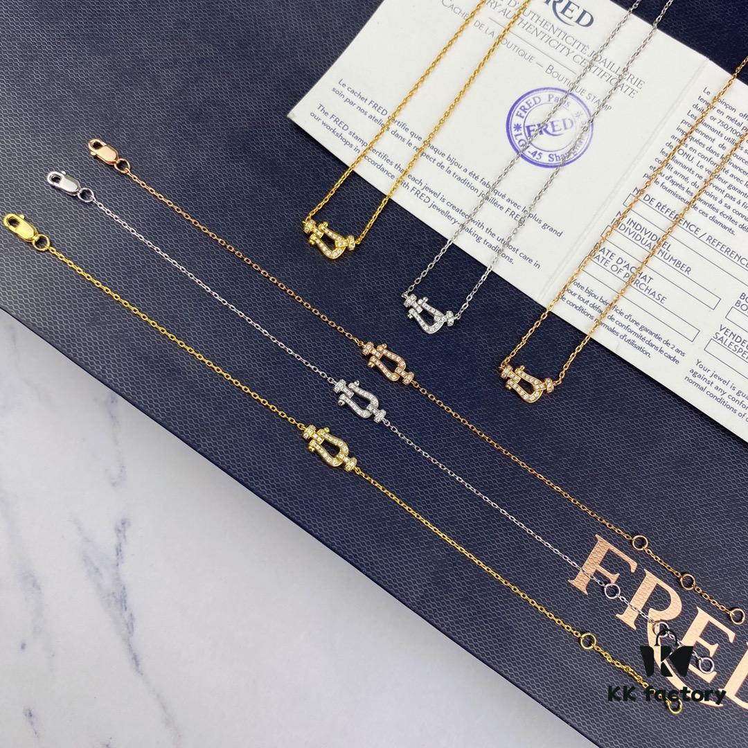 692ff36199f2d84055c8db24 Fred Force 18K Gold Plated Sterling Silver Horseshoe Pendant Necklace with Full Diamond Micro-Pave Clasp