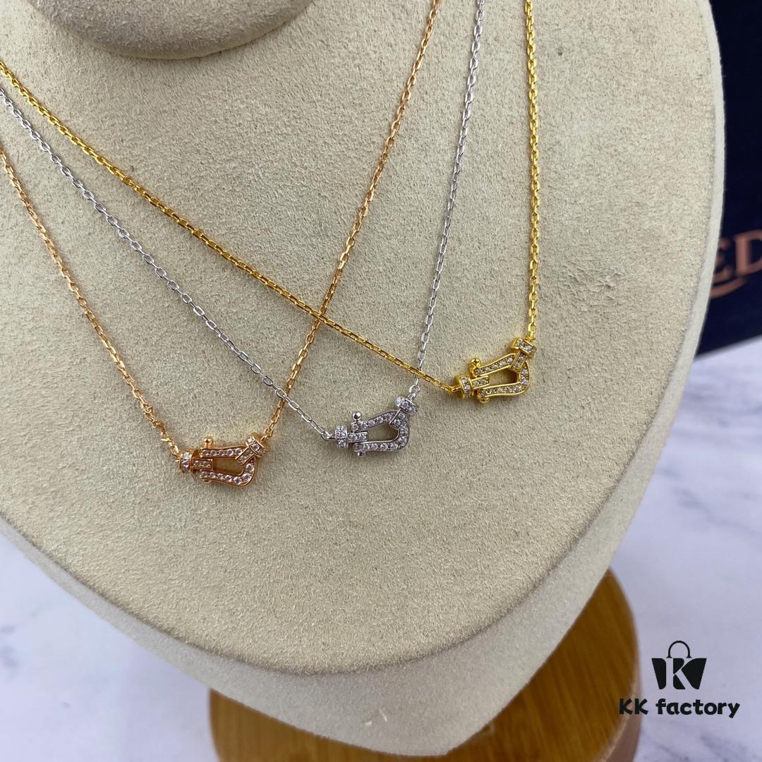692ff36499f2d84055c8db25 Fred Force 18K Gold Plated Sterling Silver Horseshoe Pendant Necklace with Full Diamond Micro-Pave Clasp