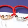 FRED Smooth U-Shaped Horsehoof Clasp Red Rope Bracelet