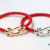 FRED Smooth U-Shaped Horsehoof Clasp Red Rope Bracelet
