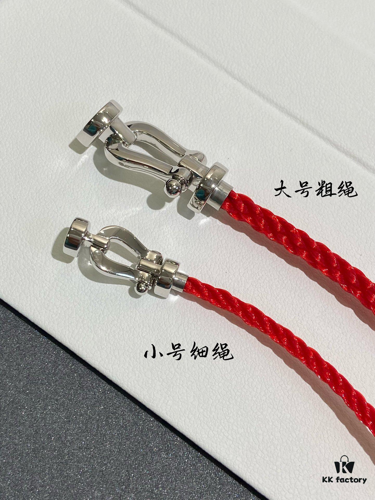 692ff38499f2d84055c8db56 FRED France FORCE 10 Series Horse-Shoe Buckle Figure-8 Knot Red Rope Bracelet