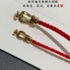 692ff38499f2d84055c8db58 FRED France FORCE 10 Series Horse-Shoe Buckle Figure-8 Knot Red Rope Bracelet