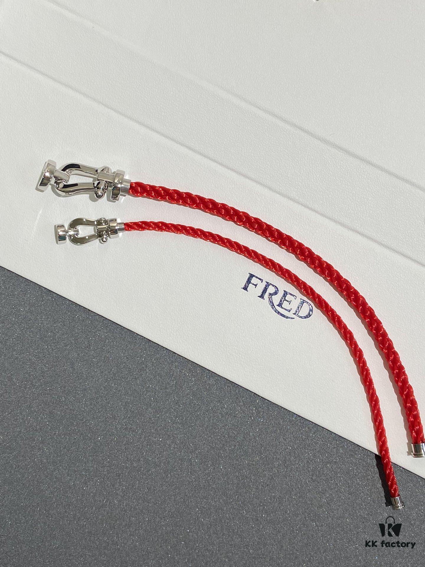 692ff38599f2d84055c8db59 FRED France FORCE 10 Series Horse-Shoe Buckle Figure-8 Knot Red Rope Bracelet