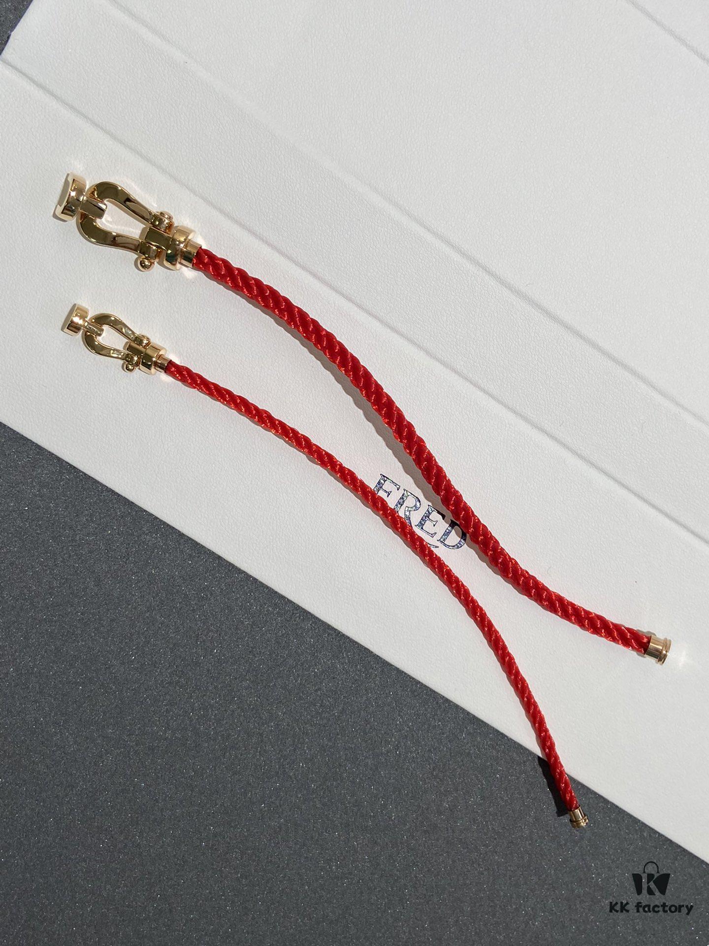 692ff38599f2d84055c8db5a FRED France FORCE 10 Series Horse-Shoe Buckle Figure-8 Knot Red Rope Bracelet