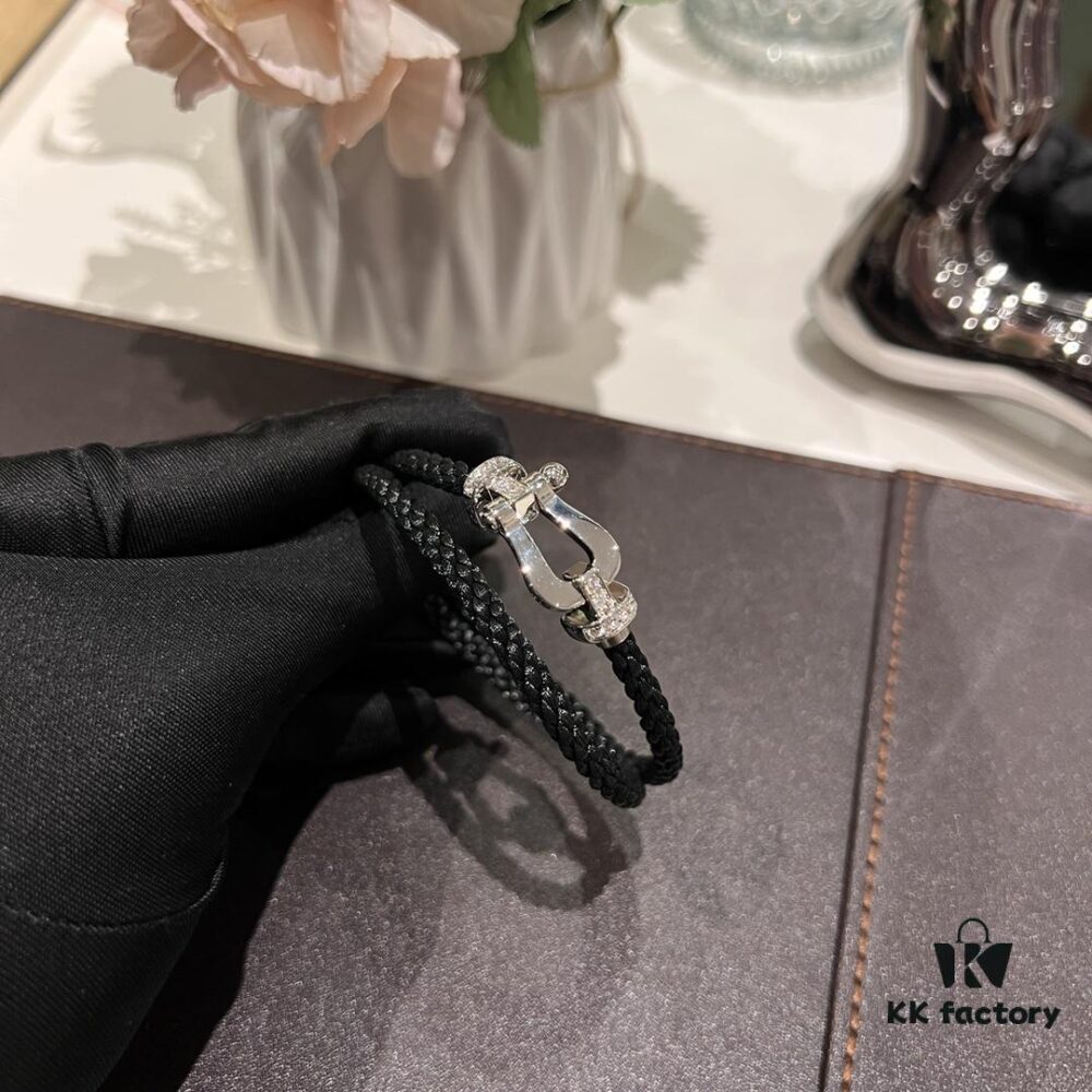 692ff3a199f2d84055c8db82 Fred Platinum Large Black Braided Bracelet Without Diamonds