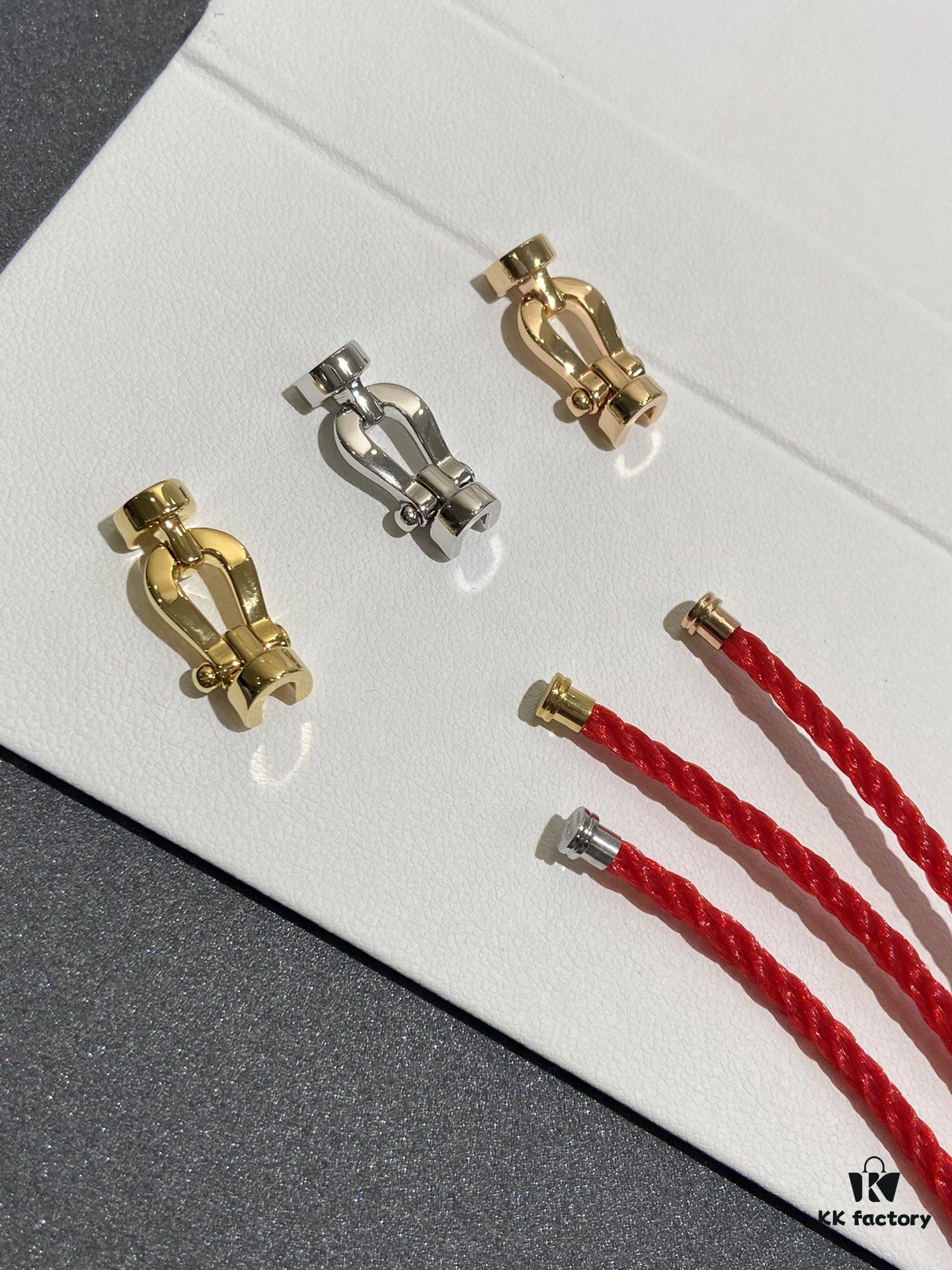 692ff3a699f2d84055c8db8b FRED France FORCE 10 Series Horse-Shoe Buckle Figure-8 Knot Red Rope Bracelet