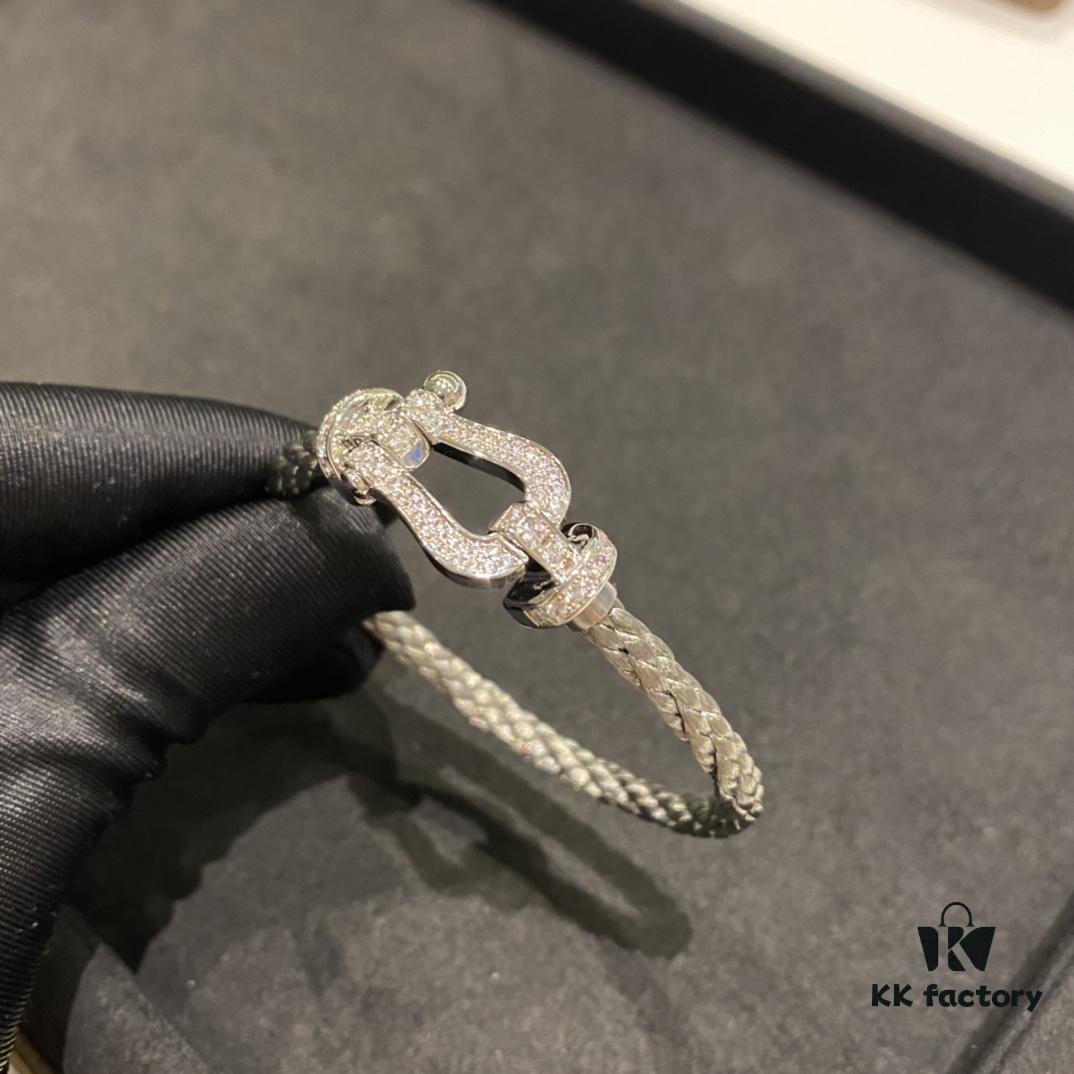FRED Full Diamond Large Silver Bracelet