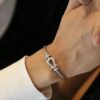 FRED Full Diamond Large Silver Bracelet