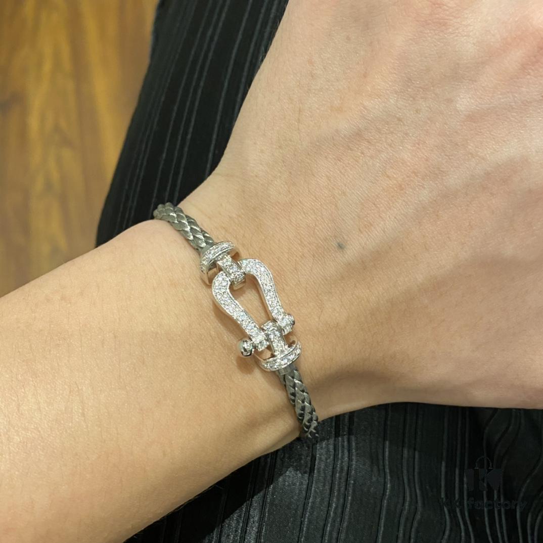 FRED Full Diamond Large Silver Bracelet
