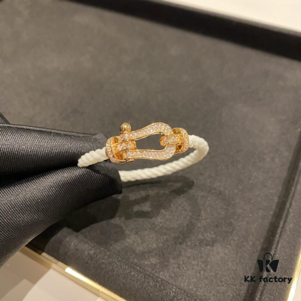 692ff3b199f2d84055c8dba2 FRED Large Diamond-Paved White Bracelet