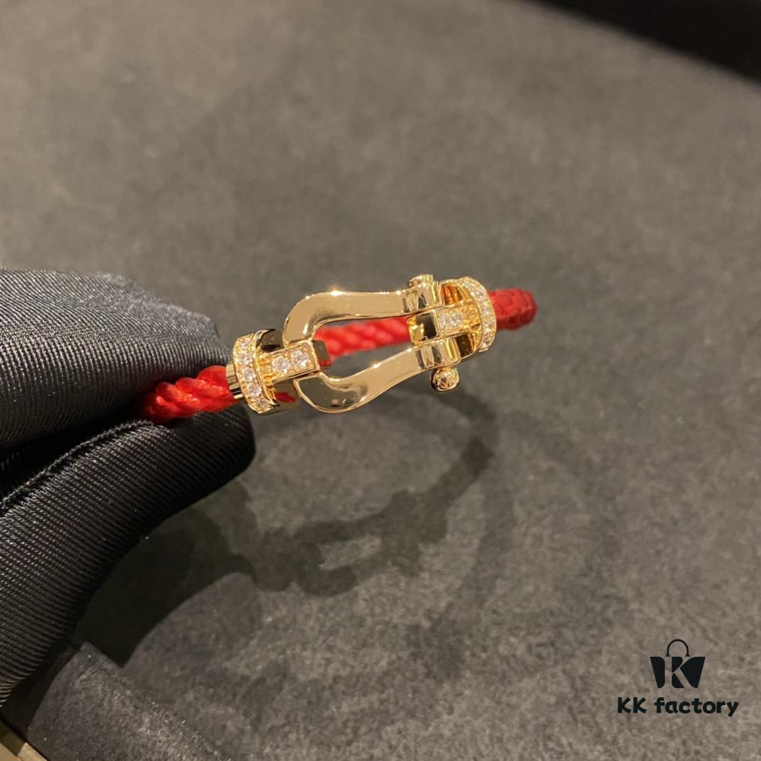 692ff3c199f2d84055c8dbbd FRED Force 10 Bracelet - Large Rose Gold with Diamonds, Classic Red String