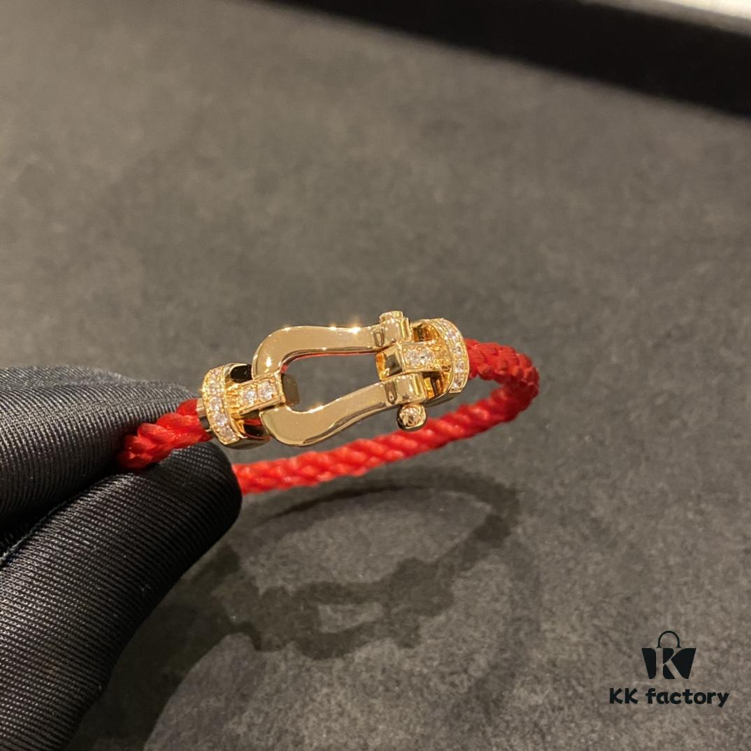 692ff3c399f2d84055c8dbbe FRED Force 10 Bracelet - Large Rose Gold with Diamonds, Classic Red String