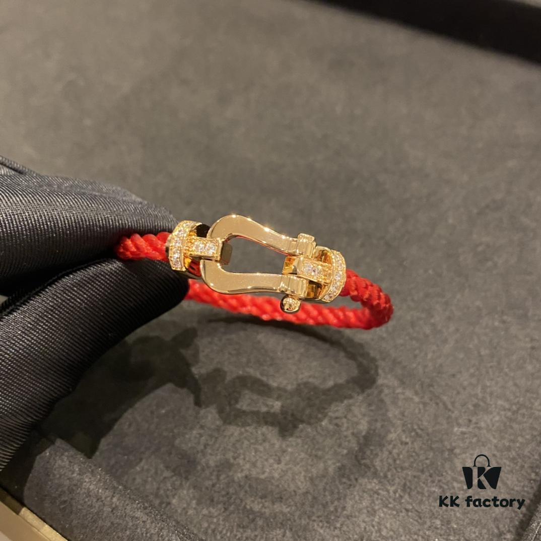 692ff3c399f2d84055c8dbbf FRED Force 10 Bracelet - Large Rose Gold with Diamonds, Classic Red String
