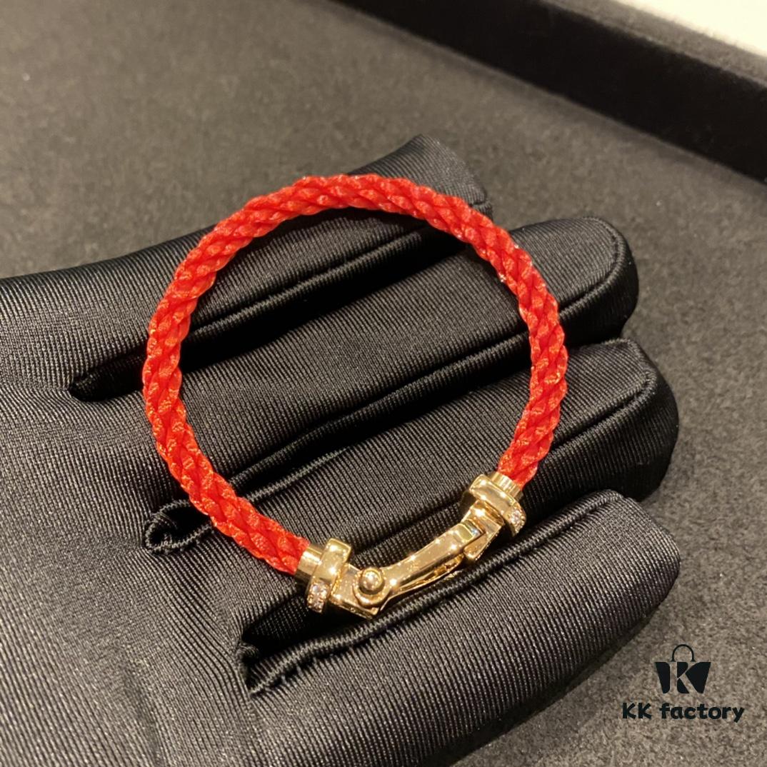 692ff3c899f2d84055c8dbc5 FRED Force 10 Bracelet - Large Rose Gold with Diamonds, Classic Red String