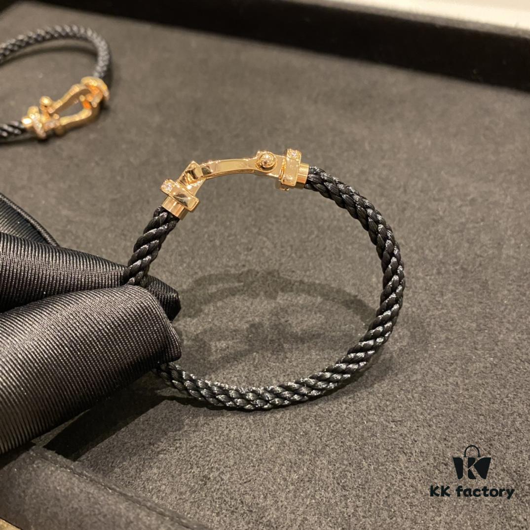 692ff3ca99f2d84055c8dbc8 FRED Force 10 Bracelet in Rose Gold-Plated with Diamond Accents, Black Nylon Cord and Stainless Steel