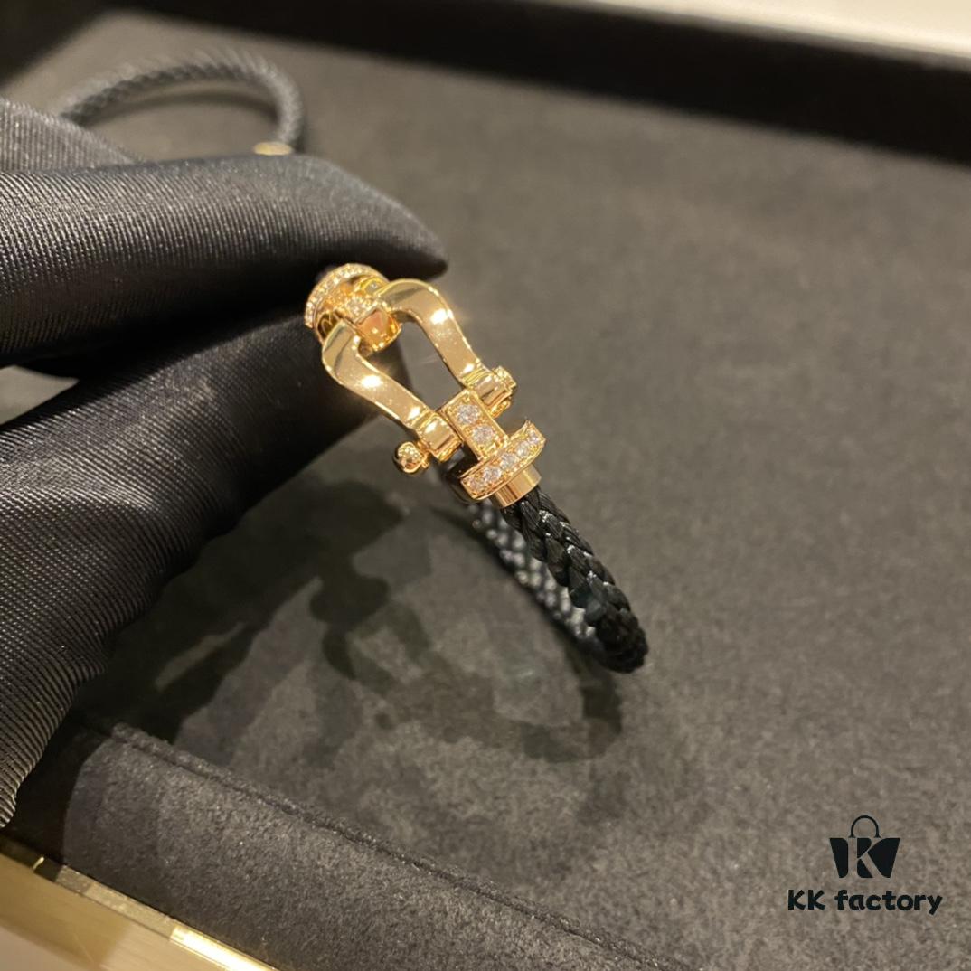 692ff3cc99f2d84055c8dbca FRED Force 10 Bracelet in Rose Gold-Plated with Diamond Accents, Black Nylon Cord and Stainless Steel