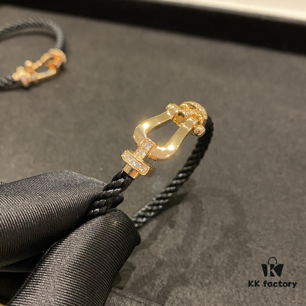692ff3cc99f2d84055c8dbcb FRED Force 10 Bracelet in Rose Gold-Plated with Diamond Accents, Black Nylon Cord and Stainless Steel