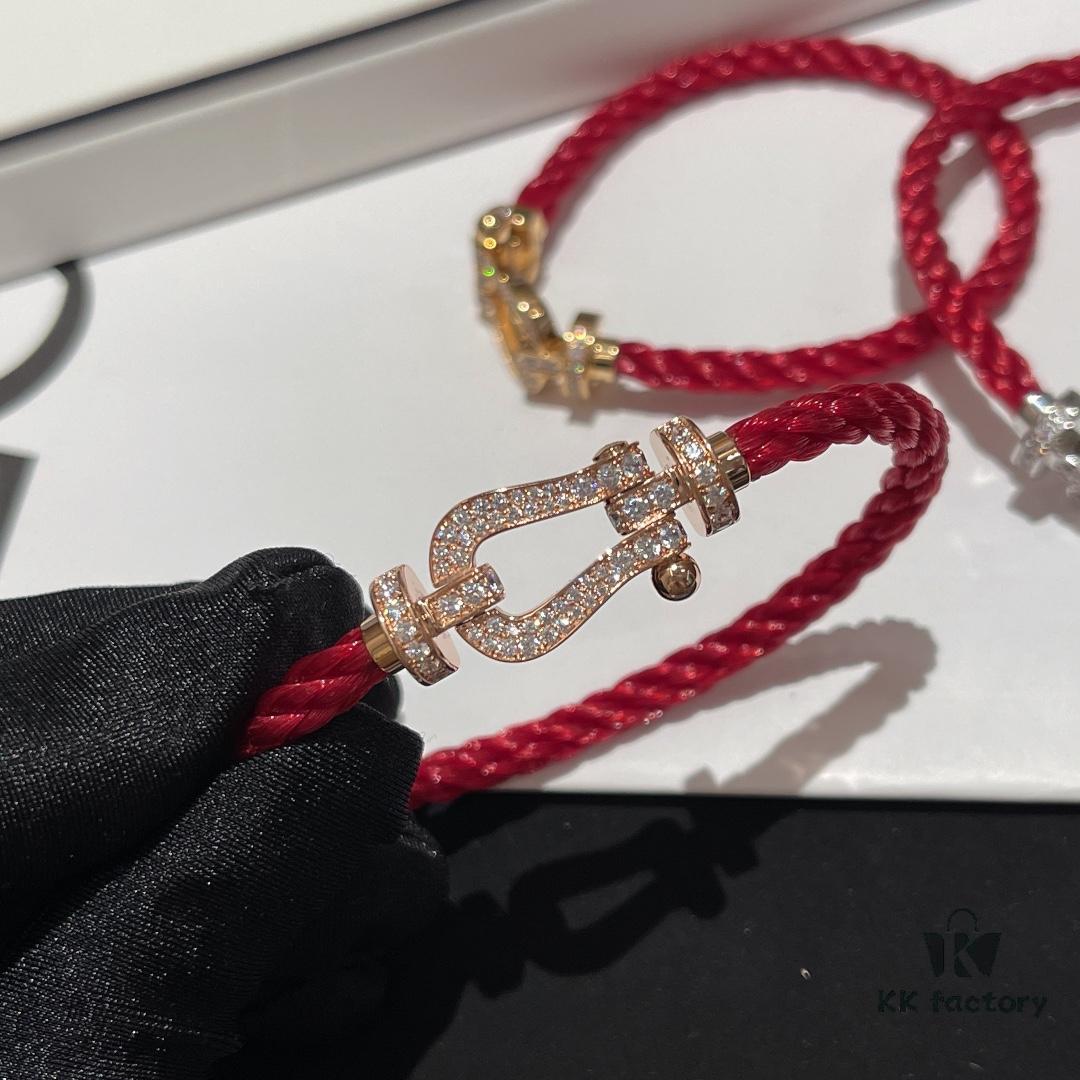 692ff3fe99f2d84055c8dc19 Fred #Horsebit Full Diamond Red Steel Rope Bracelet