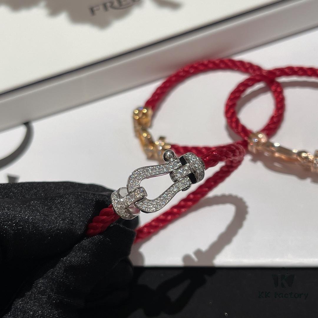 692ff3ff99f2d84055c8dc1a Fred #Horsebit Full Diamond Red Steel Rope Bracelet