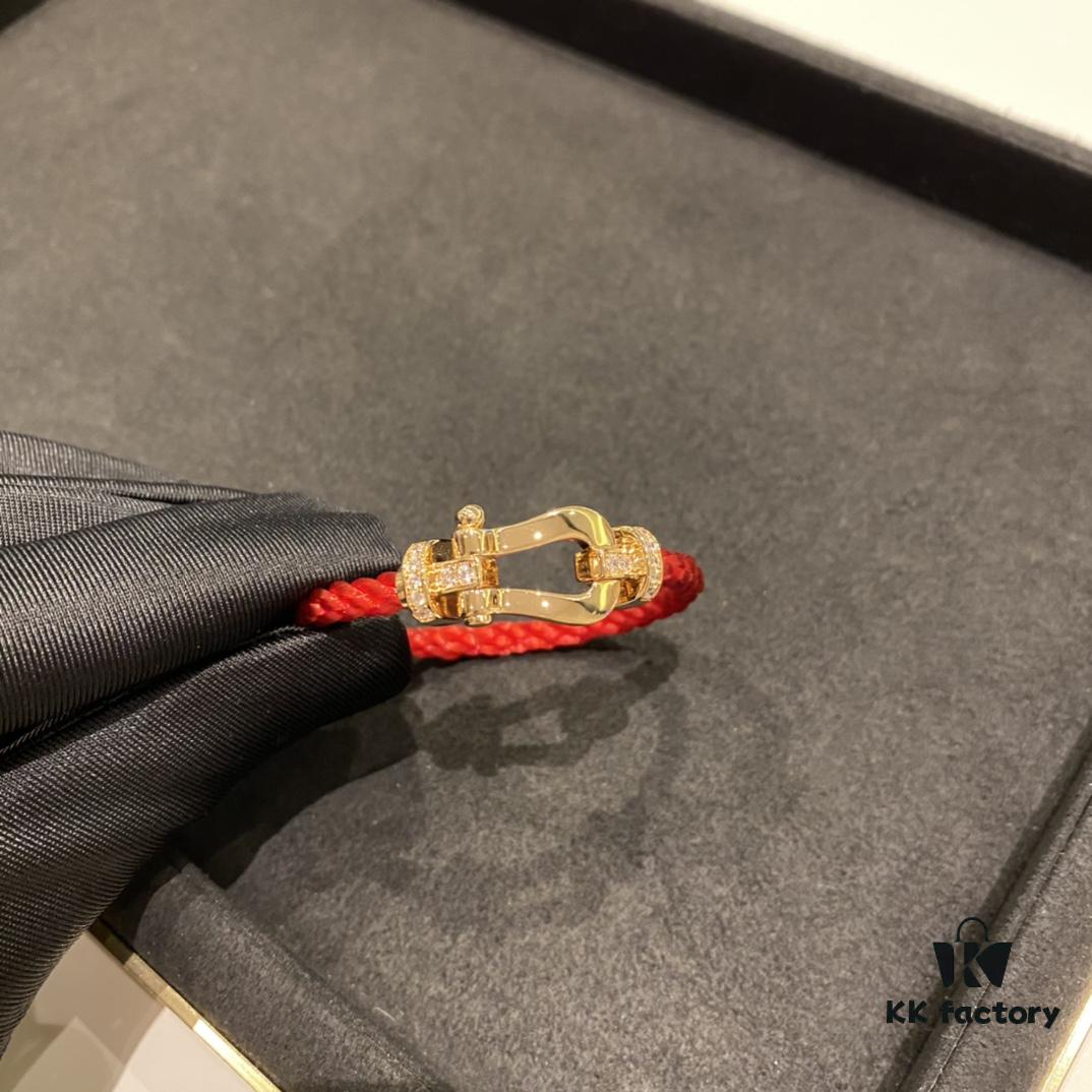 692ff40199f2d84055c8dc1c FRED Force 10 Bracelet - Large Rose Gold with Diamonds, Classic Red String