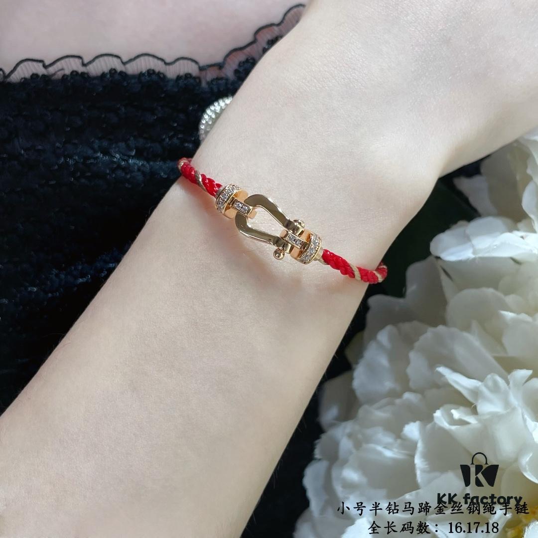 692ff40899f2d84055c8dc25 New Release ❤️ Fred Style Small Half-Diamond Horseshoe Gold-Plated Stainless Steel Bracelet – Fashionable, Exquisite, High-End Custom Design