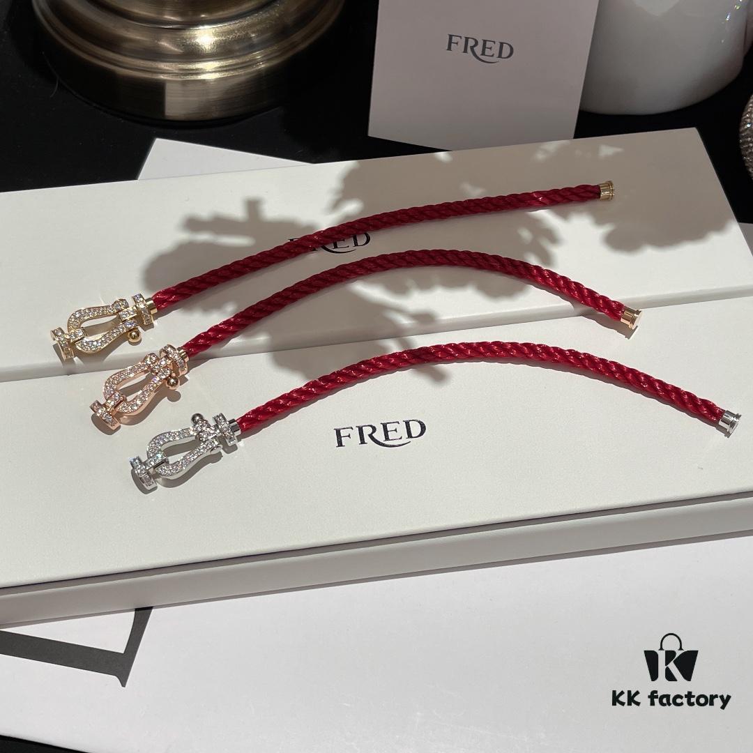 692ff40d99f2d84055c8dc2c Fred #Horsebit Full Diamond Red Steel Rope Bracelet