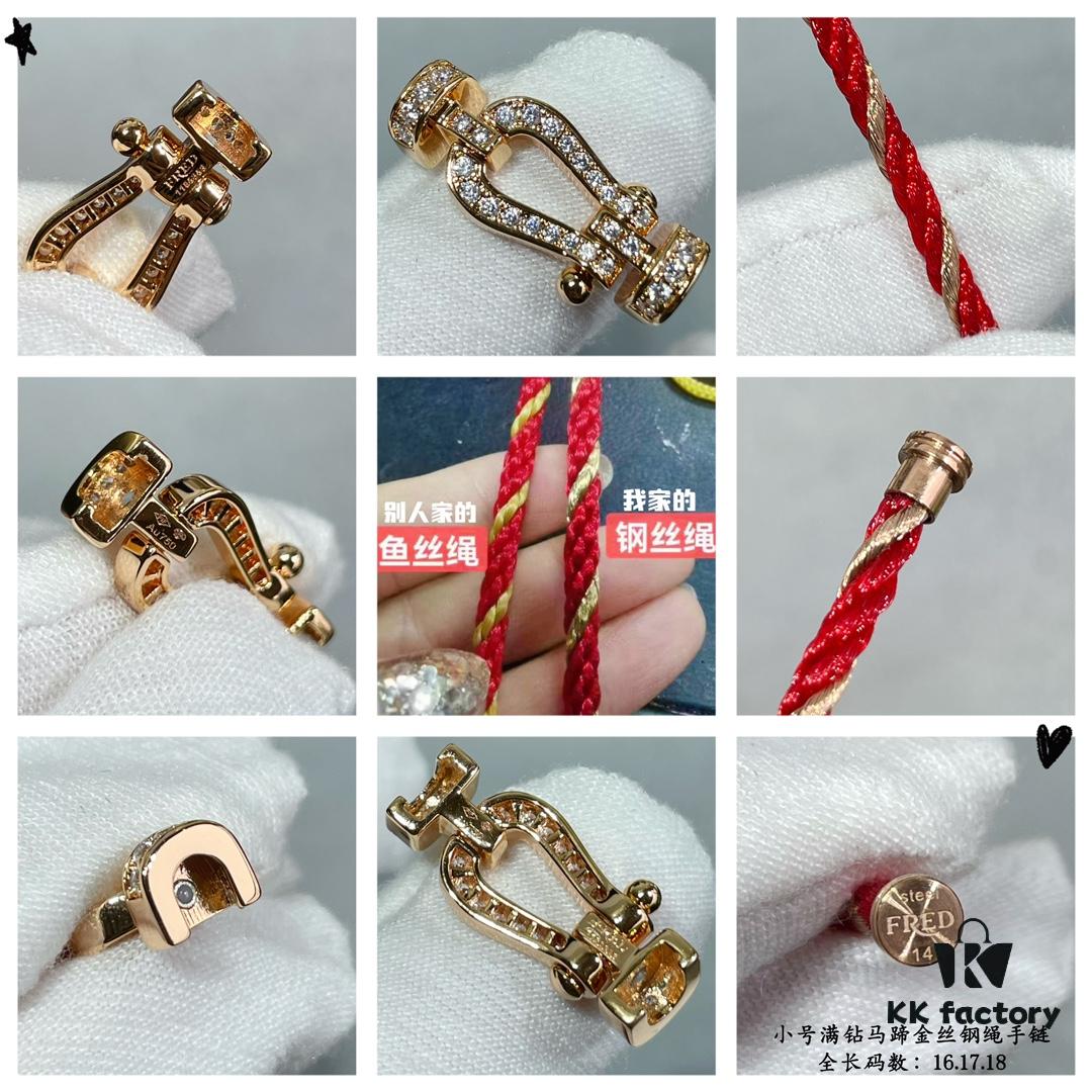 692ff41199f2d84055c8dc32 New Arrival ❤️ Fred Style Small Full Diamond Horsehoof 18K Gold Plated Steel Rope Bracelet